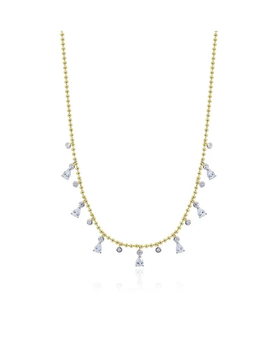 The Lovery Alternating Cz Station Dangle Bead Necklace 14K Gold-Plated Sterling Silver