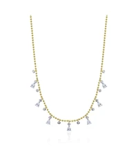 The Lovery Alternating Cz Station Dangle Bead Necklace 14K Gold-Plated Sterling Silver
