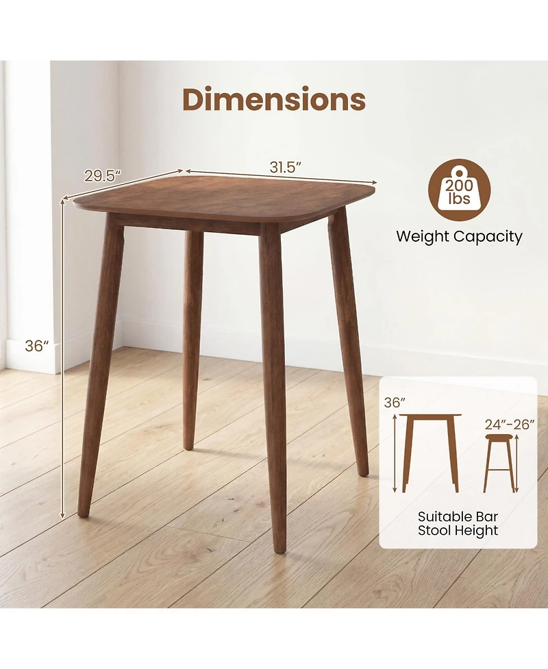 Costway 3 Pieces Counter Height Kitchen Table with 2 Bar Stools