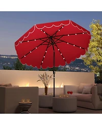 Gouun 9.3 feet Solar Patio Umbrella with 24 Led Lights, Vented Top and Ruffles