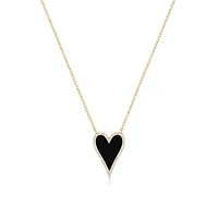 The Lovery Elongated Onyx Cz Halo Heart Necklace 14K Gold-Plated Sterling Silver
