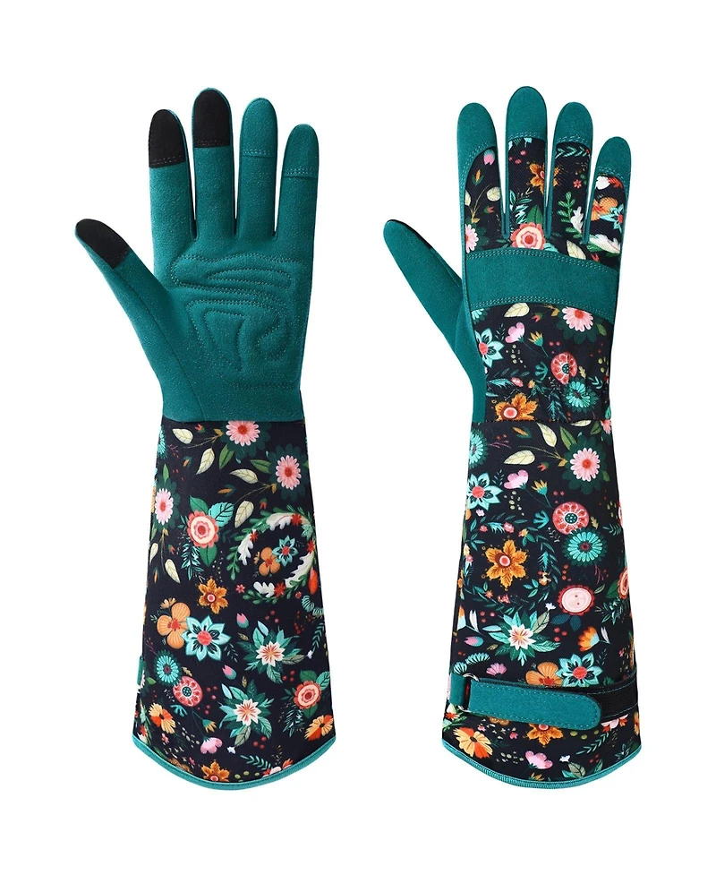 Xdovet Women Leather Garden Gloves Long Thorn-proof Grip Work