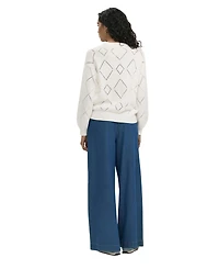 Finery London Women's Odette Diamond Pointelle Crewneck Long-Sleeve Sweater