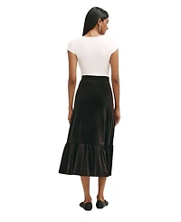 Finery London Women's Joline Velvet Tiered High-Waisted Midi Skirt