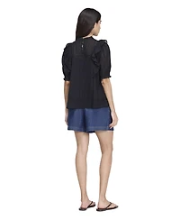 Finery London Women's Jolin High-Neck Puff-Sleeve Cotton Top