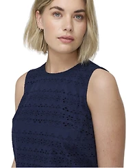 Finery London Women's Gloria Eyelet Cotton Crewneck Blouse