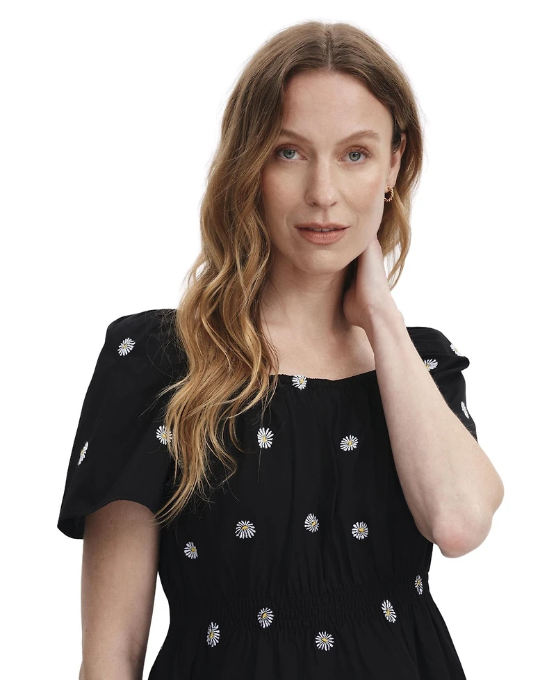 Finery London Women's Holly Floral-Embroidered Cotton Square Neck Top