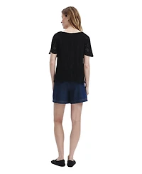 Finery London Women's Ruthie Floral-Embroidered V-Neck Short-Sleeve Top