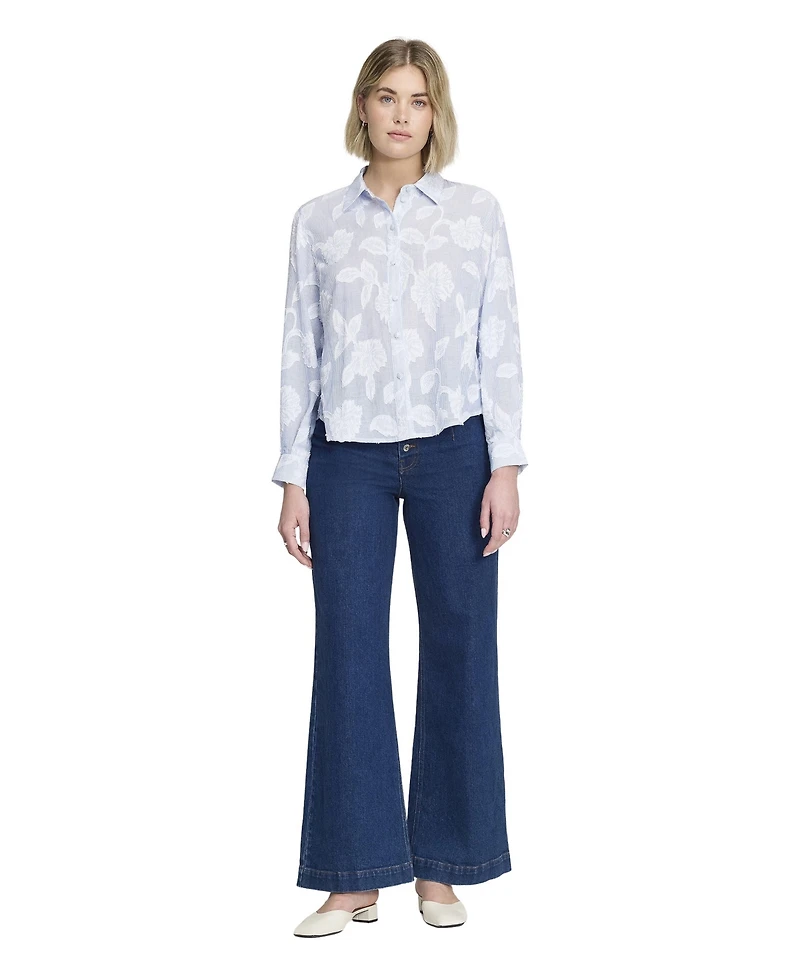 Finery London Women's Heidi Relaxed-Fit Long-Sleeve Floral-Stripe Shirt