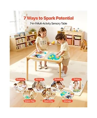 Sugift Foldable Double-Sided Sensory Table with 3 Storage Bins, Ages 3+