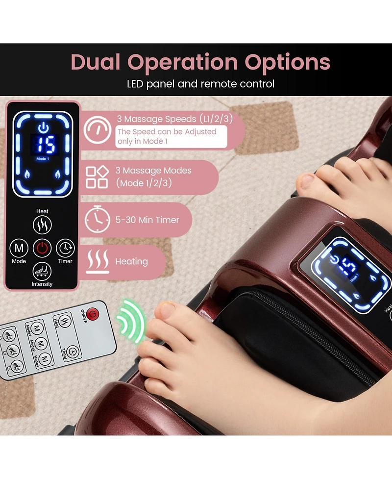 Ecooso Foot and Calf Massager with Heat Shiatsu Deep Kneading Rolling Smart Electric Leg Massager
