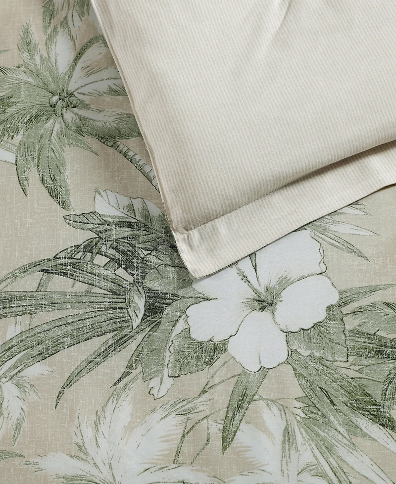Tommy Bahama Home Beachway Blooms Reversible Cotton Medium Warmth 3-Piece Comforter Set, Full/Queen