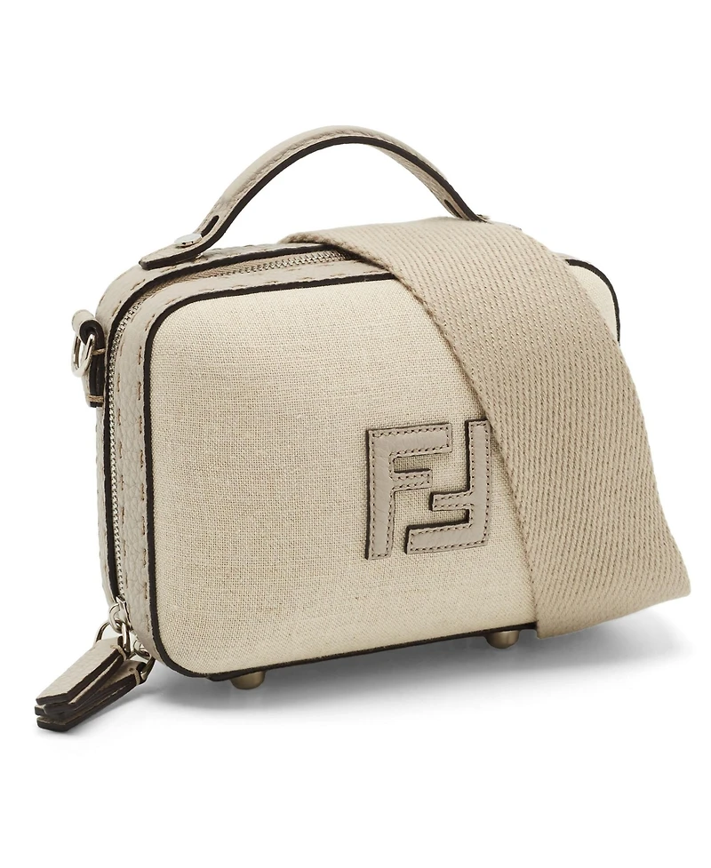 Pre-Owned Fendi Women's Mini Suitcase Canvas and Leather Shoulder Bag