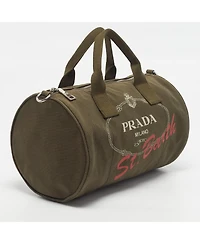 Pre-Owned Prada Women's St. Barth Logo Canvas Boston Bag