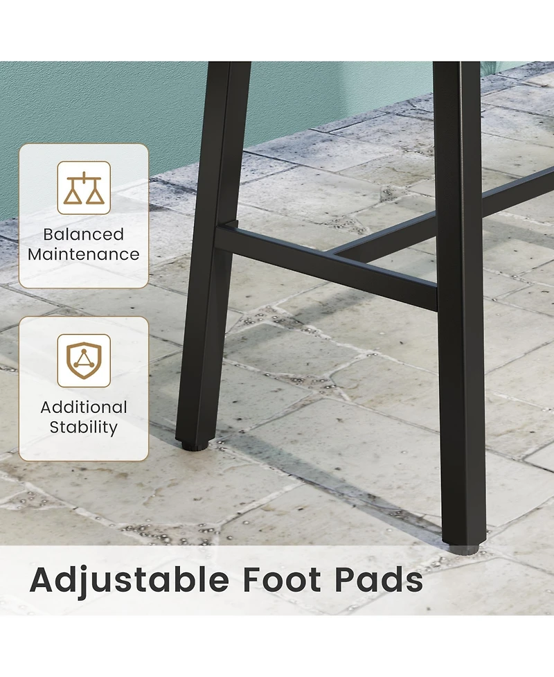 Mecale 46 in Long Metal Counter Height Bar Table with Footrest