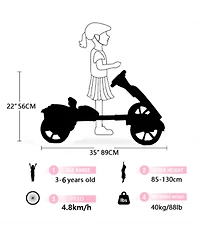 Yobtop 12V Electric Kids Pedal Go Kart - Foldable Outdoor Ride On Toy with Adjustable Seat, 4 Non-Slip Eva Wheels, Boys Girls Ages 3-6