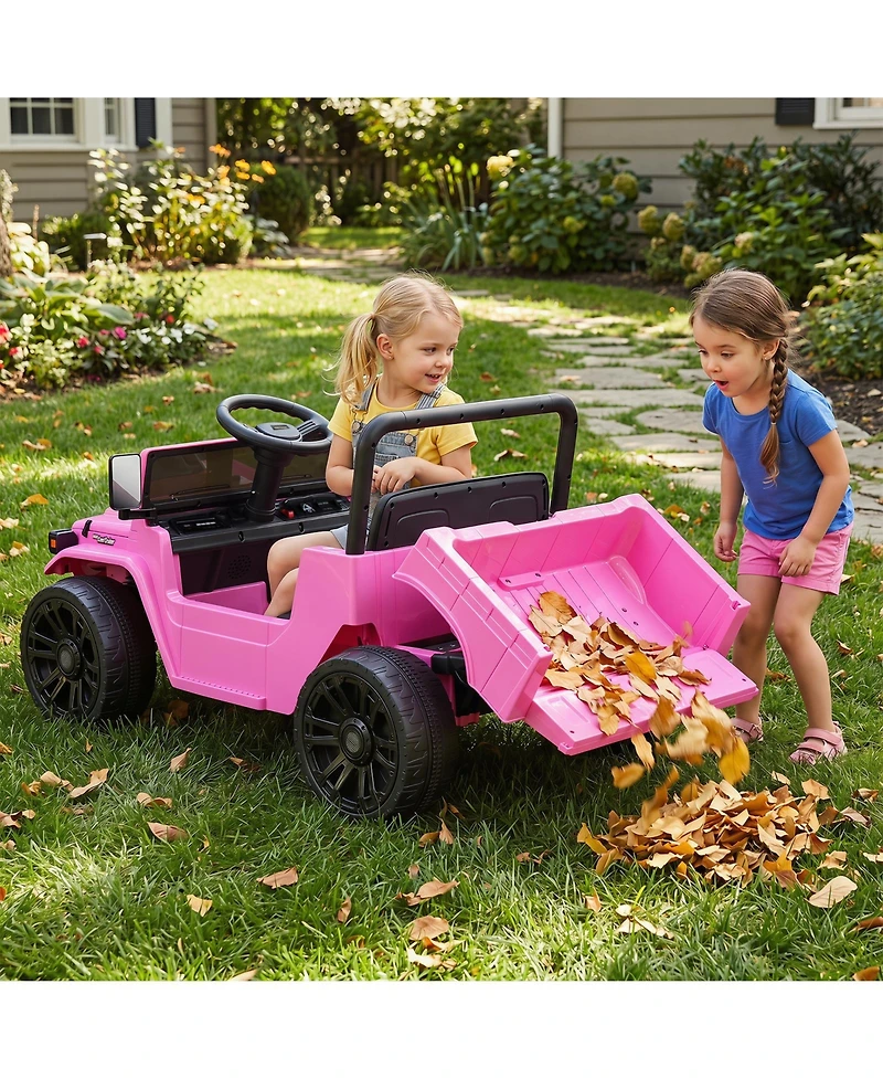 Gymax Licensed Toyota Ride-On Truck with Parent Remote Control, Electric Dump Bed & Spring Suspension, 66 lb Capacity, Ages 3-8
