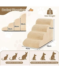 Gymax 4-Tier Foam Dog Ramp Non-Slip Dog Steps w/Gentle Slope Surface for High Sofa