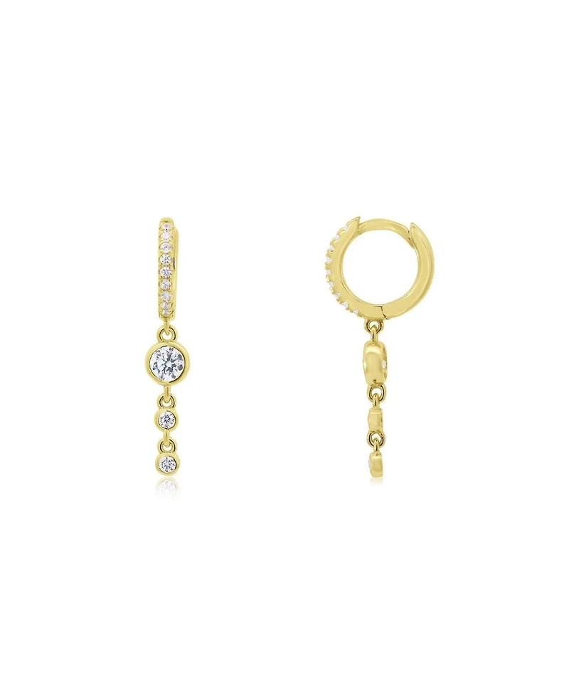 The Lovery Cz Bezel Dangle Huggie Hoop Earrings