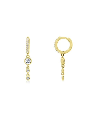 The Lovery Cz Bezel Dangle Huggie Hoop Earrings