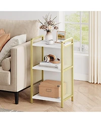 Modern Gold Coffee Table with Mdf Top and Metal Mesh Frame, Accent Side Table with Scratch-Resistant Finish and Polished Edges