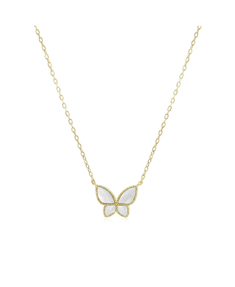 The Lovery Mother of Pearl Butterfly Necklace 14K Gold-Plated Sterling Silver