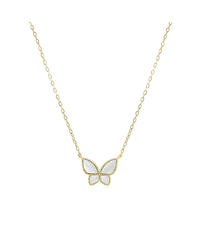 The Lovery Mother of Pearl Butterfly Necklace 14K Gold-Plated Sterling Silver