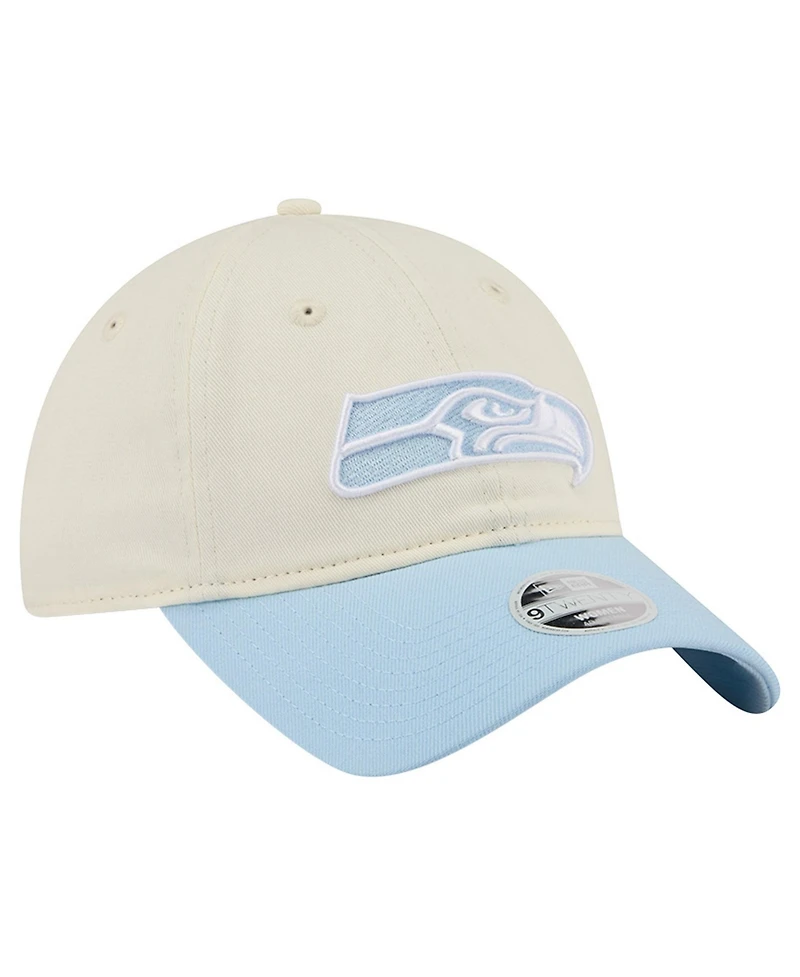 New Era Women's Cream/Coastal Blue Seattle Seahawks 9TWENTY Adjustable Hat