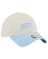 New Era Women's Cream/Coastal Blue Seattle Seahawks 9TWENTY Adjustable Hat