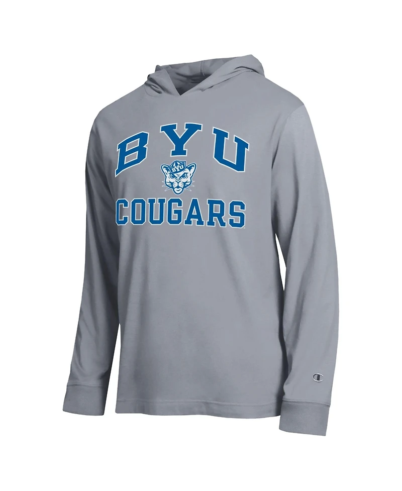 Champion Men's Heather Gray Byu Cougars High Motor All-Star Long Sleeve Hooded Sweatshirt