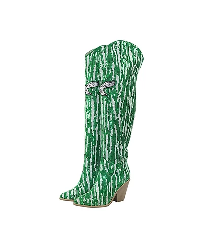 Cuce Philadelphia Eagles Over-the-Knee Two-Tone Sequin Boots