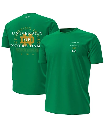 Under Armour Men's Ua Performance Cotton-Blend Collegiate Notre Dame Fighting Irish Screen Print Short-Sleeve Crewneck T-Shirt
