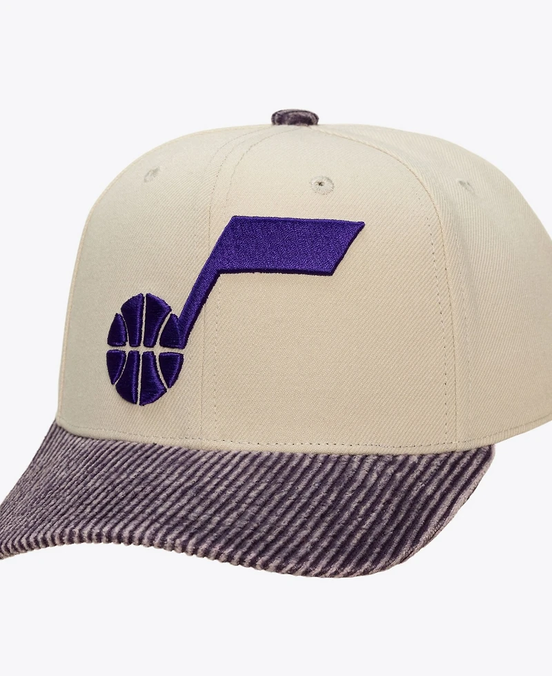 Mitchell & Ness Men's Cream/Purple Utah Jazz Washed Corduroy Pro Crown Snapback Hat