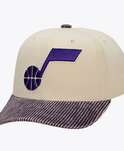 Mitchell & Ness Men's Cream/Purple Utah Jazz Washed Corduroy Pro Crown Snapback Hat