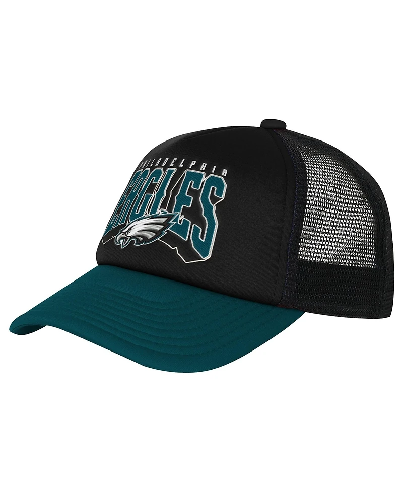 Outerstuff Big Boys' and Girls' Philadelphia Eagles Handoff Foam Front Panel Adjustable Trucker Hat