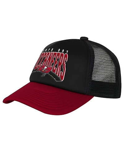 Outerstuff Big Boys and Girls Tampa Bay Buccaneers Handoff Foam Mesh Adjustable Trucker Hat