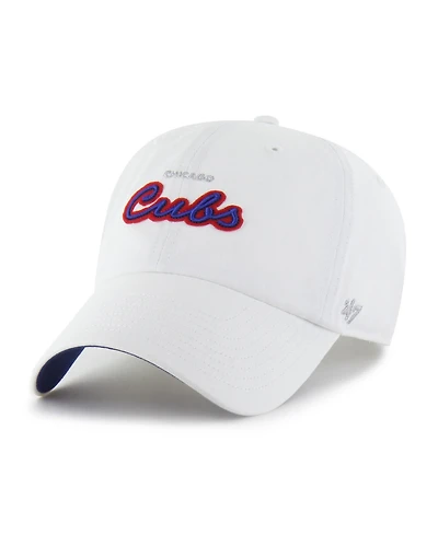 '47 Brand Women's White Chicago Cubs Trendy Script Clean Up Adjustable Hat