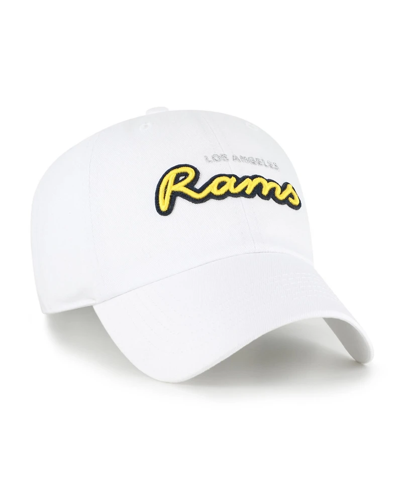 '47 Brand Women's White Los Angeles Rams Trendy Script Clean Up Adjustable Hat