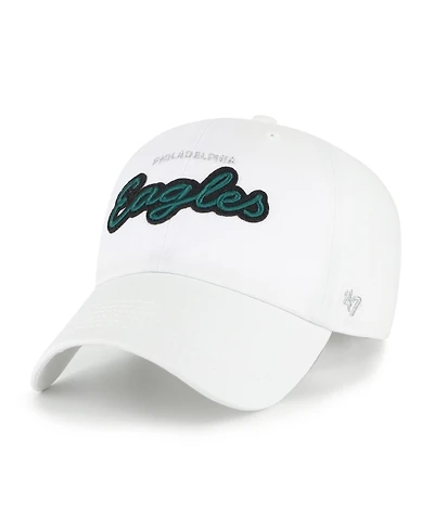 '47 Brand Women's White Philadelphia Eagles Trendy Script Clean Up Adjustable Hat