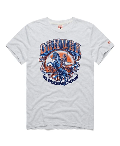Homage Men's Ash Denver Broncos Nfl x Grateful Dead Tri-Blend T-Shirt