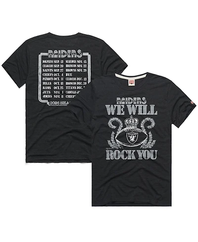 Homage Men's and Women's Charcoal Las Vegas Raiders 2026 Nfl Schedule Queen Tri-Blend T-Shirt