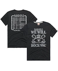 Homage Men's and Women's Charcoal Las Vegas Raiders 2026 Nfl Schedule Queen Tri-Blend T-Shirt