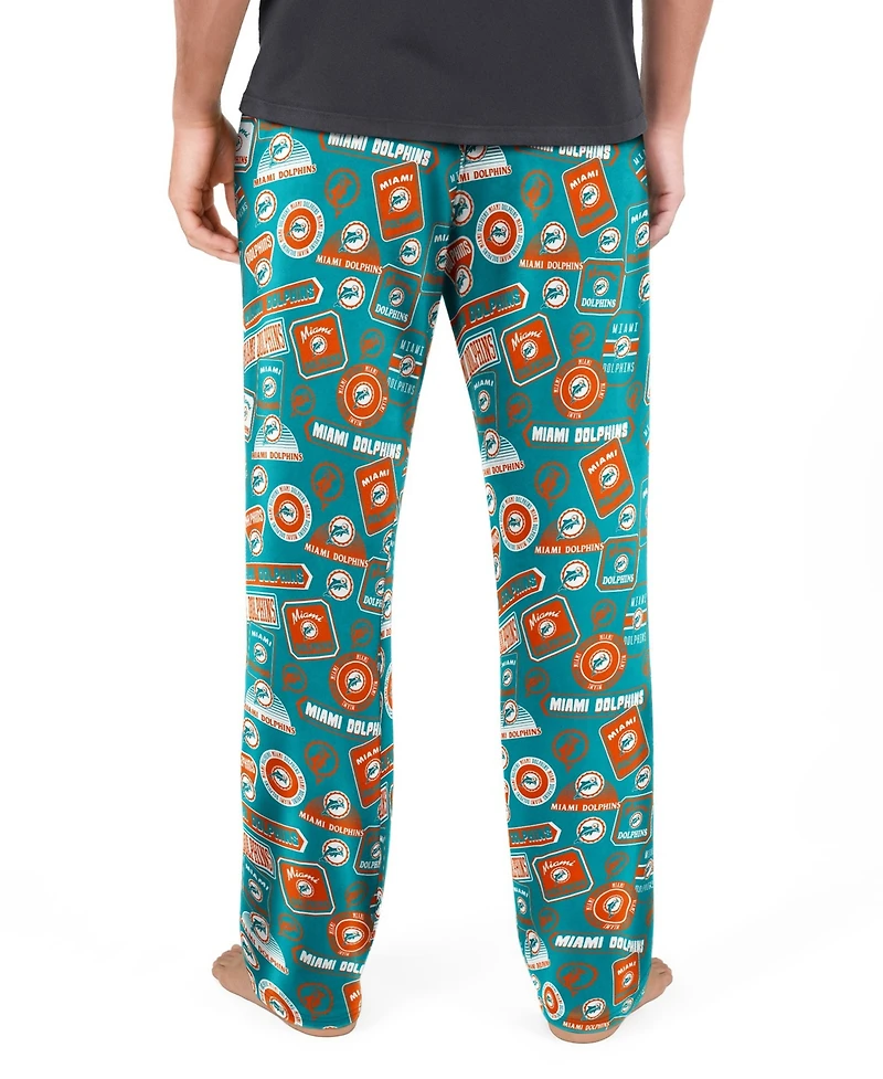 Concepts Sport Men's Miami Dolphins Throwback Logo Grady Relaxed-Fit Stretch Jersey-Knit Pants