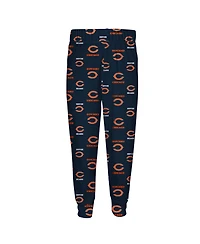 Outerstuff Big Boys and Girls Navy Chicago Bears All-Over-Print Long Sleeve T-Shirt Pants Sleep Set