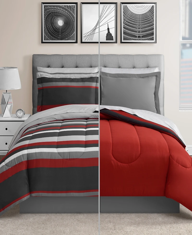 Austin Stripe/Solid Reversible 8 Pc. Comforter Set, Exclusively at Macy's