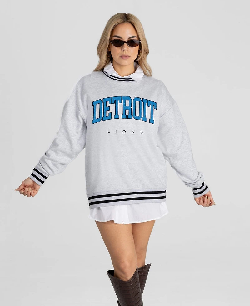 Gameday Couture Women's Detroit Lions Oversized Ringer Stripe Sweatshirt