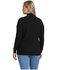 Lands' End Plus Long Sleeve Waffle Shawl Collar Henley