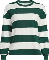 Lands' End Plus Long-Sleeve Breton-Stripe Relaxed-Fit T-Shirt