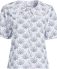 Lands' End Plus Ruffle-Collar Puff-Sleeve Blouse