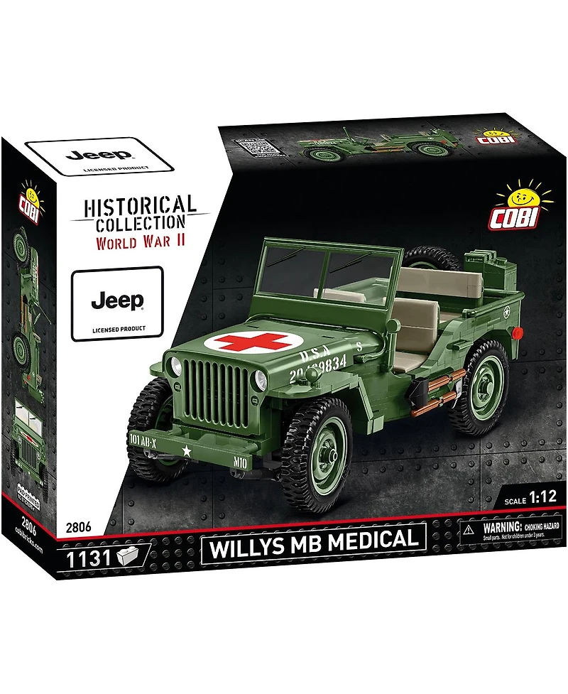 Cobi Historical Collection Wwii Jeep Willys Mb Medical 1131-Piece Building Set, Ages 11+